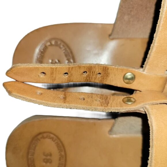Handmade Leather "Clio" Style Sandals from Greece Gold Metallic Straps Size 7.5 - Picture 6 of 14